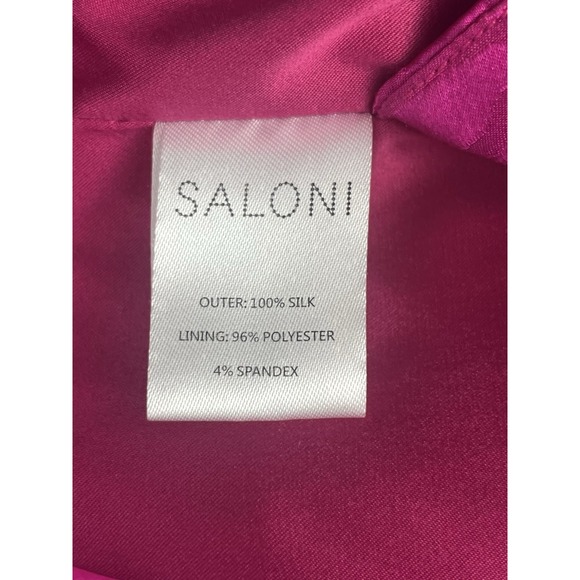 Saloni Bibi Mini Dress Vivid Magenta Silk Long-Sleeve Sz 0 - Picture 8 of 14
